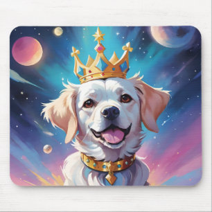 Hunde tragen im Weltraum eine Krone Mousepad