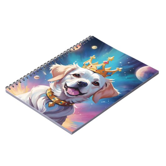 Hunde tragen im Weltraum eine Krone Notizblock (Linke Seite)