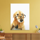 Hunde tragen Krawatte und Brille auf Stuhl sitzen Leinwanddruck (Insitu (Wohnzimmer))