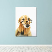 Hunde tragen Krawatte und Brille auf Stuhl sitzen Leinwanddruck (Insitu (Holzboden))