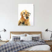 Hunde tragen Krawatte und Brille auf Stuhl sitzen Leinwanddruck (Insitu (Schlafzimmer))