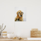 Hunde tragen Krawatte und Brille auf Stuhl sitzen Poster (Küche)