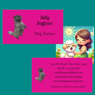 Hunde Trainer Bright Hot Girly Pink Minimales Foto Visitenkarte