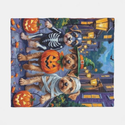Hunde-Trick-oder-Treating Halloween-Kostüme Fleecedecke (Vorderseite (Horizontal))