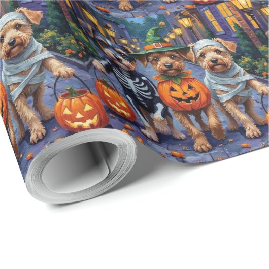 Hunde-Trick-oder-Treating Halloween-Kostüme Geschenkpapier (Rolleneckpunkt)