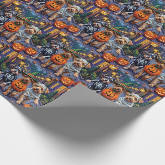 Hunde-Trick-oder-Treating Halloween-Kostüme Geschenkpapier (Ecke)