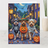 Hunde-Trick-oder-Treating Halloween-Kostüme Karte (Vorderseite)