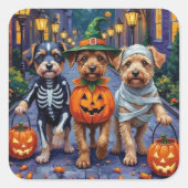 Hunde-Trick-oder-Treating Halloween-Kostüme Quadratischer Aufkleber (Vorderseite)