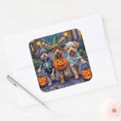 Hunde-Trick-oder-Treating Halloween-Kostüme Quadratischer Aufkleber (Umschlag)