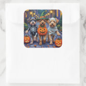 Hunde-Trick-oder-Treating Halloween-Kostüme Quadratischer Aufkleber (Tasche)