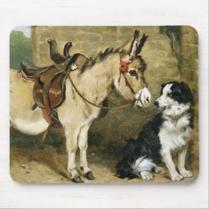 Hunde-u. Esel-Tierfreunde - Vintage Kunst durch Mousepad