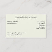 Hunde-u. Katzen-Haustier-sitzende Dienstleistungen Visitenkarte (Rückseite)
