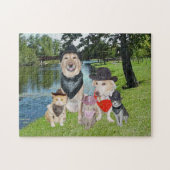 Hunde u. Katzen in den Cowboyhüten Puzzle (Horizontal)