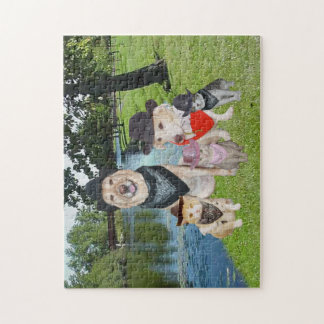 Hunde u. Katzen in den Cowboyhüten Puzzle
