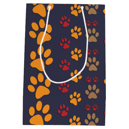 Hunde-u. Katzen-Tatzendrucke entwerfen ~ editable Mittlere Geschenktüte (Rückseite)