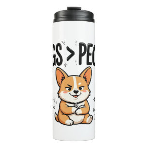 Hunde über Menschen Freches Corgi T-Shirt Thermosbecher