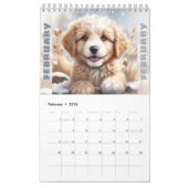 Hunde über Niedliche Welpen Wasserfarben Saison Kalender (Feb 2026)