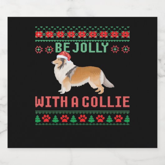 Hunde Ugly Weihnachtssüßer werden Jolly mit einem Schaumweinetikett (Einzelnes Label)