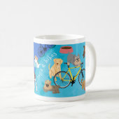 Hunde und Bikes Spielende Welpen Fahrräder Kaffeetasse (VorderseiteRechts)