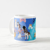 Hunde und Bikes Spielende Welpen Fahrräder Kaffeetasse (Vorderseite Links)