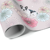 Hunde und Blume Geschenkpapier (Rolleneckpunkt)