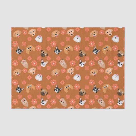Hunde und Blume rosten Seidenpapier (Vorderseite)