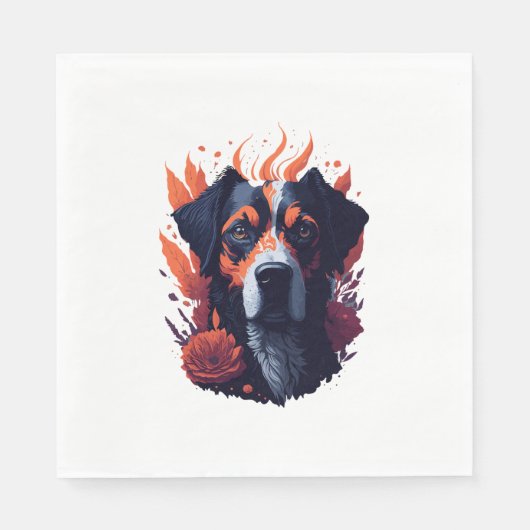 Hunde und Blume Serviette (Vorderseite)