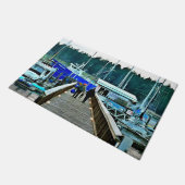 Hunde und Boote auf der Insel Lopez Fußmatte (Schrägansicht)