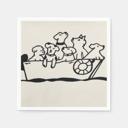 "Hunde und Boote" Papier Napkins von Willowcatdesi Serviette (Vorderseite)