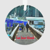 Hunde und Boote San Juan-Inseln - Akrylorische Orn Ornament (Rückseite)