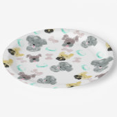 Hunde und Bowls Muster Pet Pink Blau Pappteller (Schrägansicht)