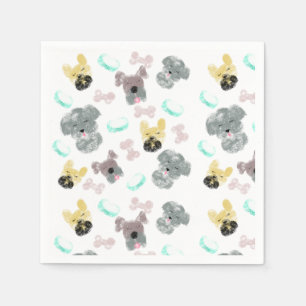 Hunde und Bowls Muster Pet Pink Blau Serviette