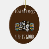 Hunde und Bücher Keramik Ornament (Rechts)