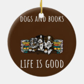 Hunde und Bücher Keramik Ornament (Hinten)