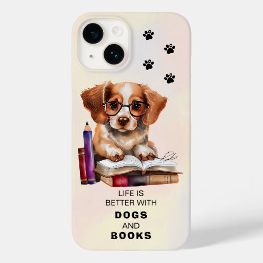 Hunde und Bücher Liebhaber Case-Mate iPhone Hülle (Rückseite)