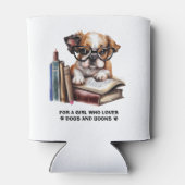 Hunde und Bücher Liebhaber Dosenkühler (Rückseite)