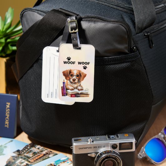 Hunde und Bücher Liebhaber Gepäckanhänger (Vorderseite & Rückseite)