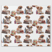 Hunde und Bücher Liebhaber Geschenkpapier (Flach)