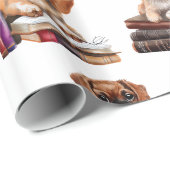 Hunde und Bücher Liebhaber Geschenkpapier (Rolleneckpunkt)