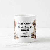 Hunde und Bücher Liebhaber Kaffeetasse (Mittel)