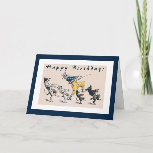Hunde und Clown 50. Geburtstag Karte (Vorderseite)
