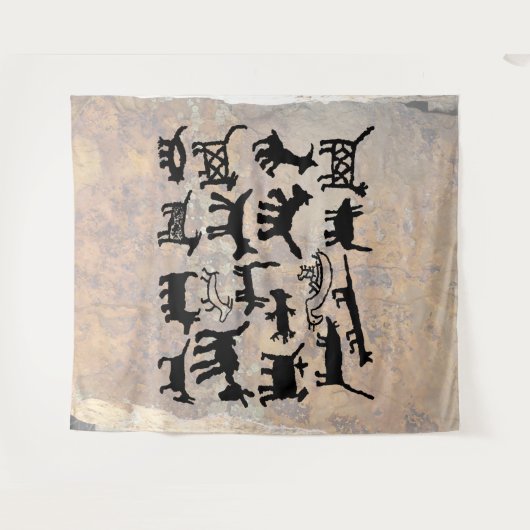 Hunde und Coyote Petroglyph-Sammlung Wandteppich (Vorderseite (Horizontal))