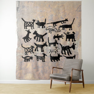Hunde und Coyote Petroglyph-Sammlung Wandteppich