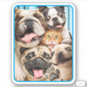 Hunde und ein Cat Group-Foto Aufkleber (Vorderseite)