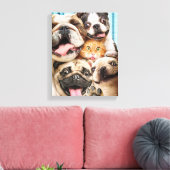 Hunde und ein Cat Group-Foto Leinwanddruck (Insitu (Wohnzimmer))