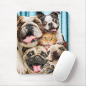 Hunde und ein Cat Group-Foto Mousepad (Mit Mouse)
