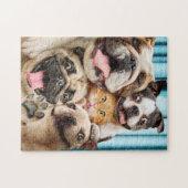 Hunde und ein Cat Group-Foto Puzzle (Horizontal)