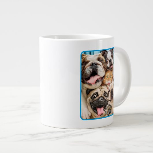 Hunde und ein Foto der Katzengruppe Jumbo-Tasse (Vorderseite Rechts)