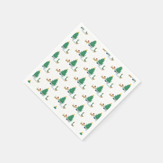 Hunde und Ente mit Urlaubspflanze Serviette (Ecke)