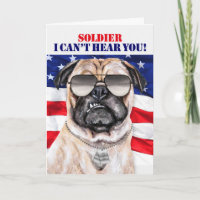Hunde und Fahne - Mops - Militär Geburtstag